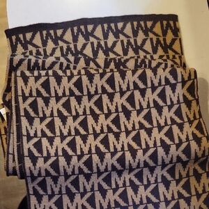 Michael Kors Black and Tan Logo Scarf